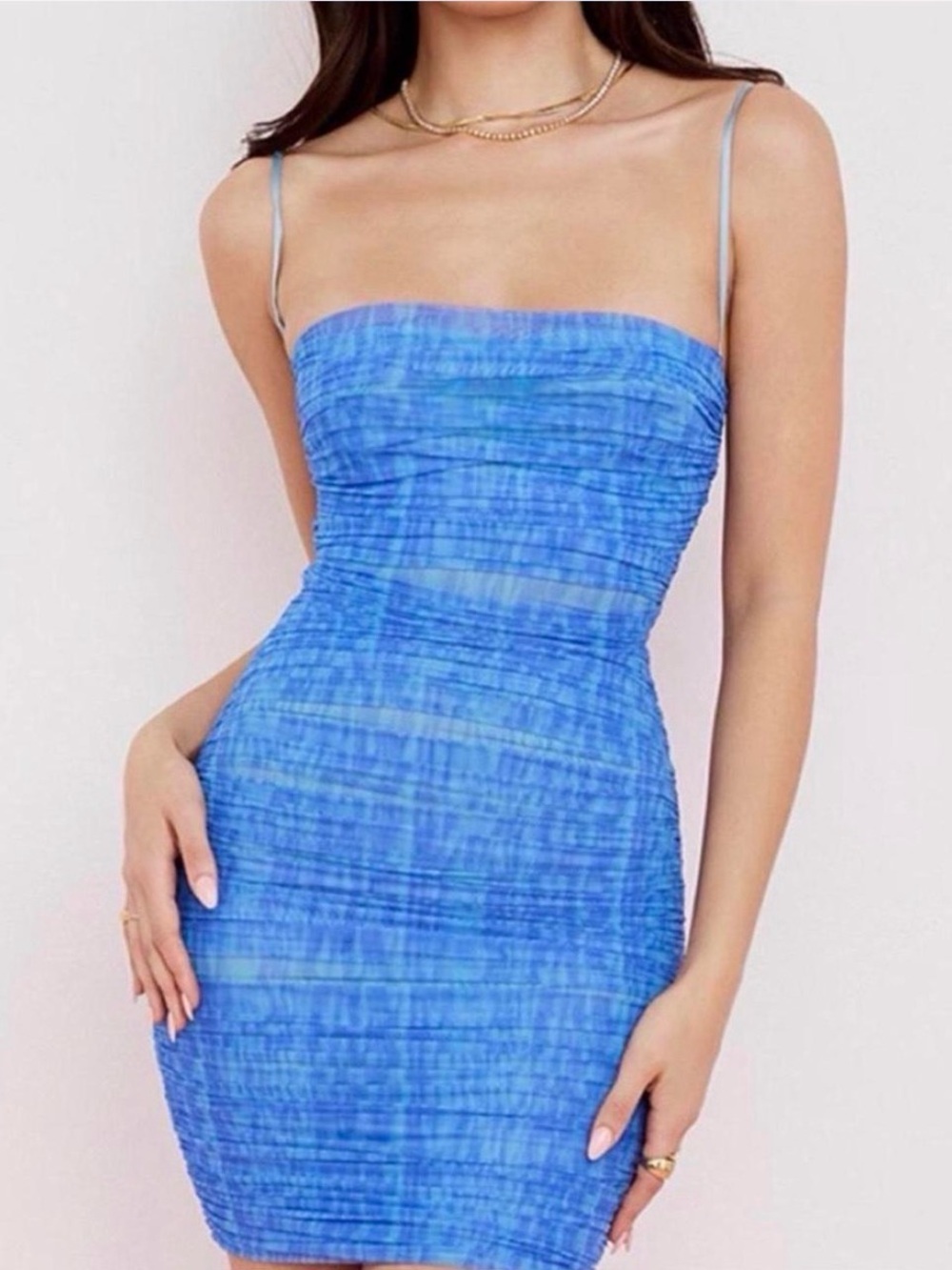 House of CB Electric Blue Ruched Mini Dress size xs